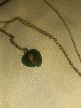 Jade Pendant Jade Green Heart Pendant Necklace with Gold Accents
